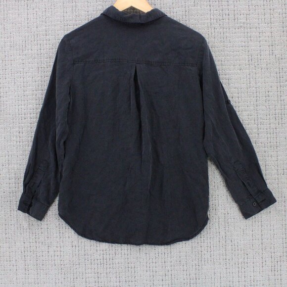 Cloth & Stone Shirt Top Womens Medium M Black Button Down Long Sleeve Collared - Picture 7 of 9